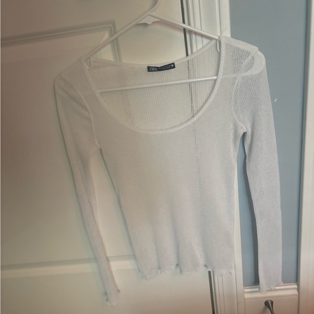 Zara white sheer top